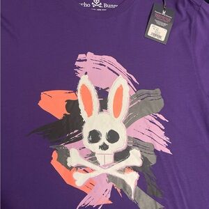 Psycho Bunny Purple Tee with Bunny Skull Design